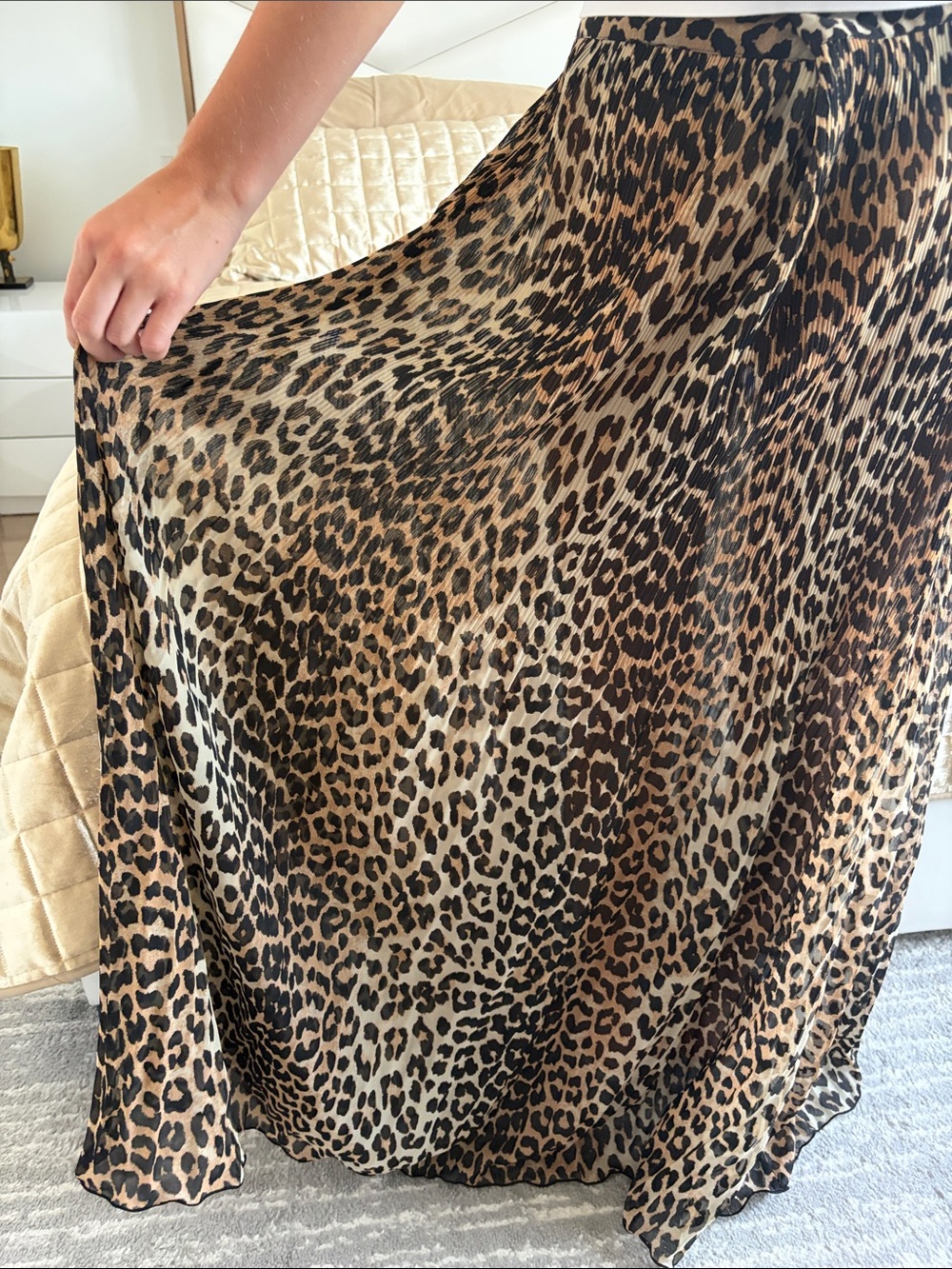Ganni Leopard Print Maxi Skirt Semi Sheer - Picture 7 of 8